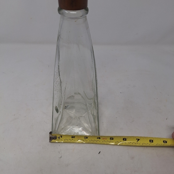 Vintage Schenley Triangular Clear Glass Whiskey Decanter Bottle With Cap Vase - Picture 9 of 12